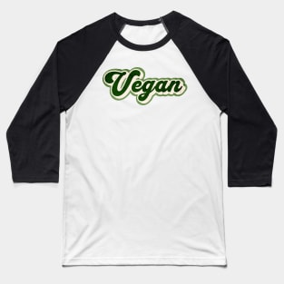 Green Retro Vegan Graphic Logo Baseball T-Shirt